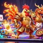 Engage with SC88's thrilling casino experience featuring an armored rooster and dragon!