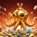 Immerse in the fabet adventure of golden coins and mechanical fish in this dazzling casino scene.