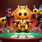 pakong86 showcases an exciting poker scene featuring a bumblebee mob boss, wasp bodyguards, and a butterfly informant.