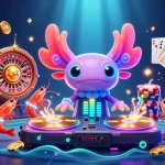 Experience thrilling gaming with HT368, featuring vibrant characters and cascading treasures in a vibrant casino scene.