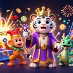 Engage in thrilling gameplay with Nk88's dynamic slot machine scene featuring vibrant characters!