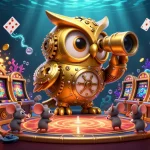 Engage with o8 trading at a vibrant casino scene packed with golden owls and animated mice.