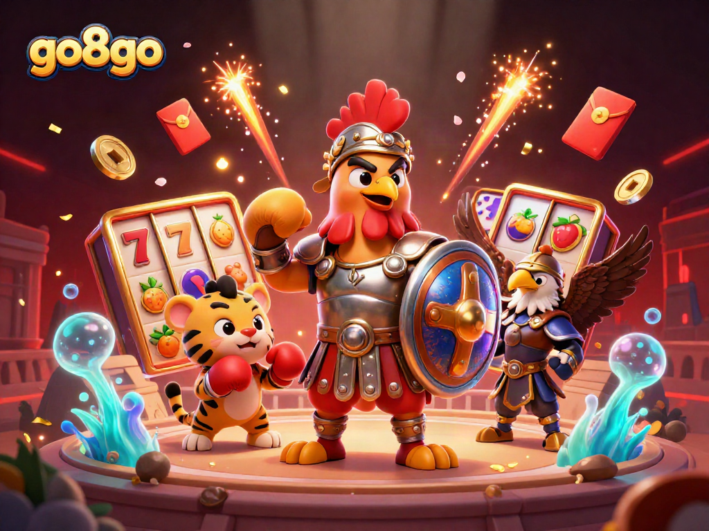 Experience thrilling gameplay at go8go with 3D characters and casino elements in action.