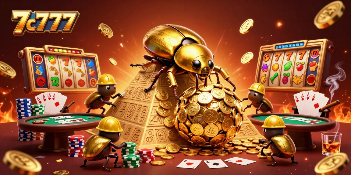Experience thrilling slots at 7c777 with vibrant imagery of golden coins and casino excitement.