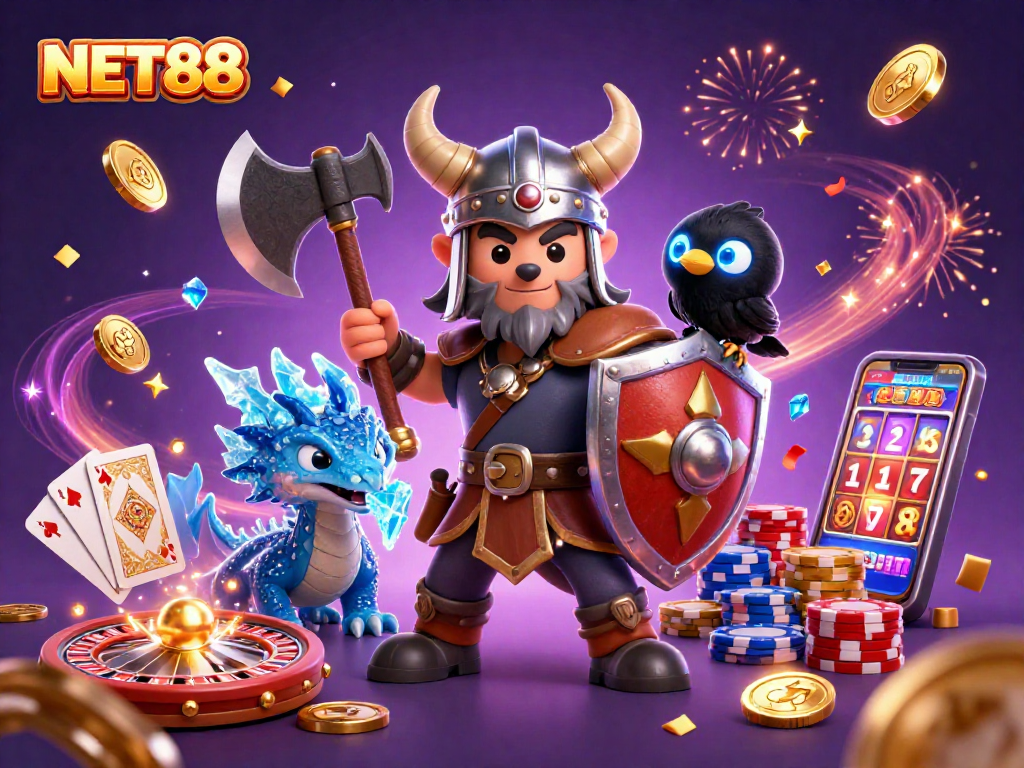 NET88 ice-breathing dragon captivates with dazzling casino celebration and heroic character action