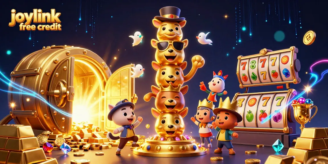 Experience joylink free credit in a vibrant 3D casino scene filled with exciting treasures and animations.