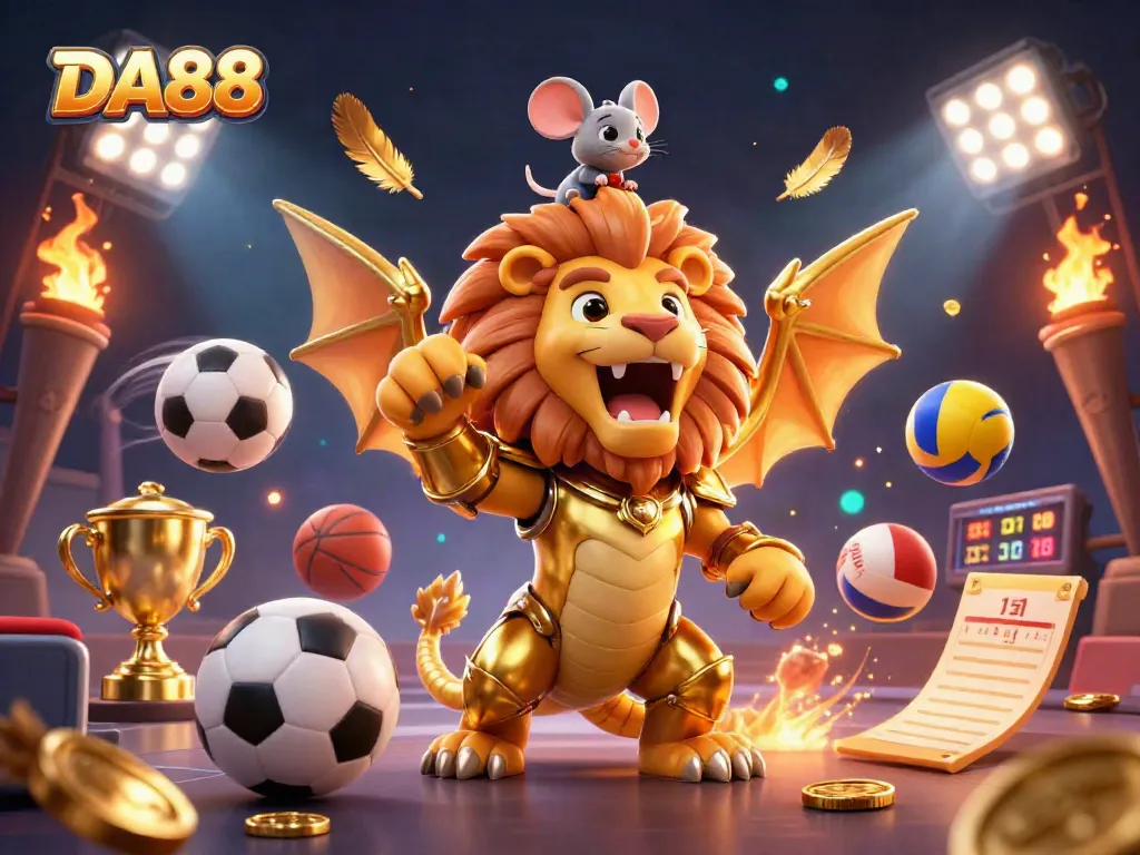 DA88 players enjoying sports betting action amidst a colorful, dynamic casino scene.