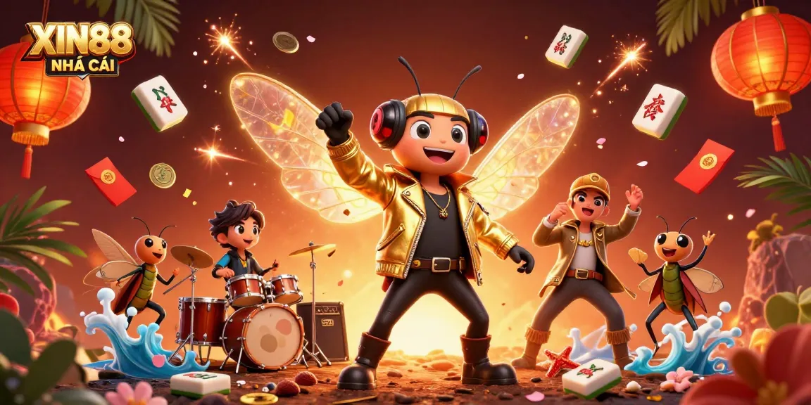 XIN88 NHÀ CÁI showcases an electrifying 3D scene with vibrant characters and casino-themed elements.