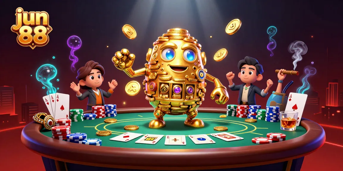 Experience thrilling gameplay with jun 88 at a vibrant poker table filled with chips and cards.