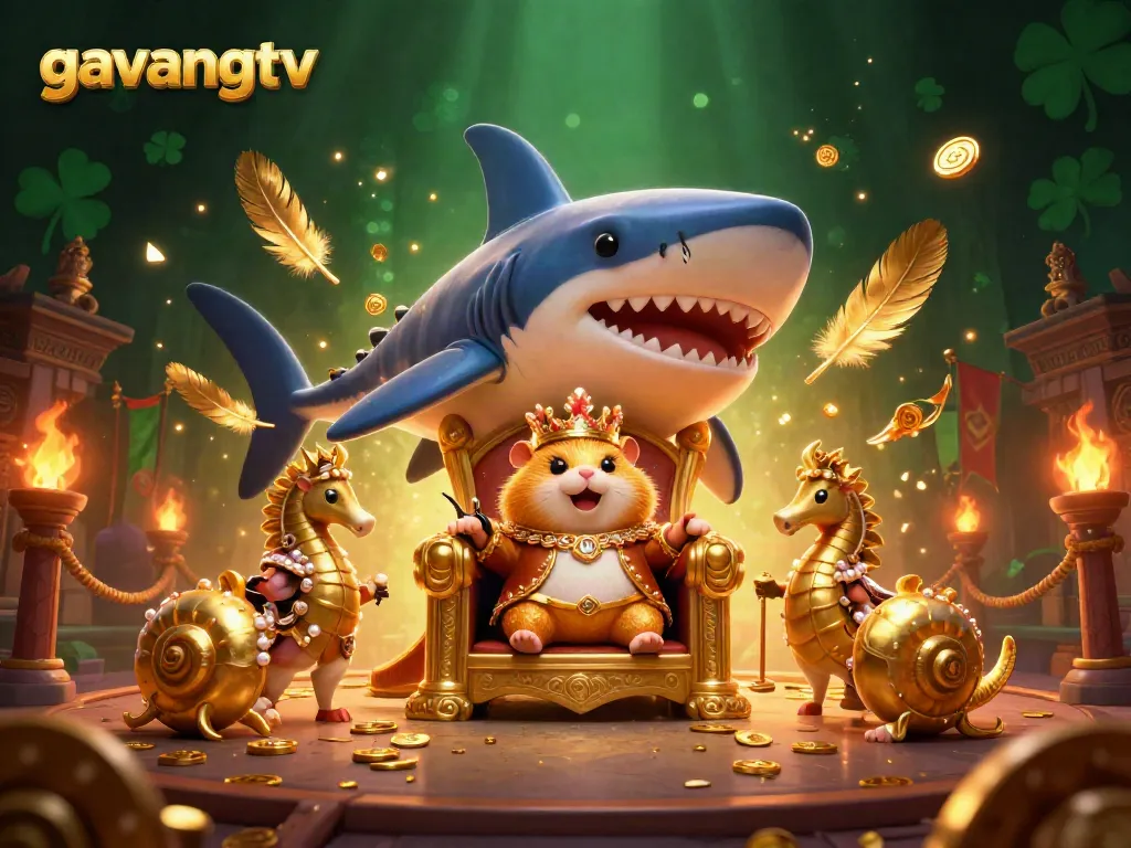 Engage with the vibrant world of gavangtv, featuring a fierce hamster king and mythical sea guards amidst a casino atmosphere.