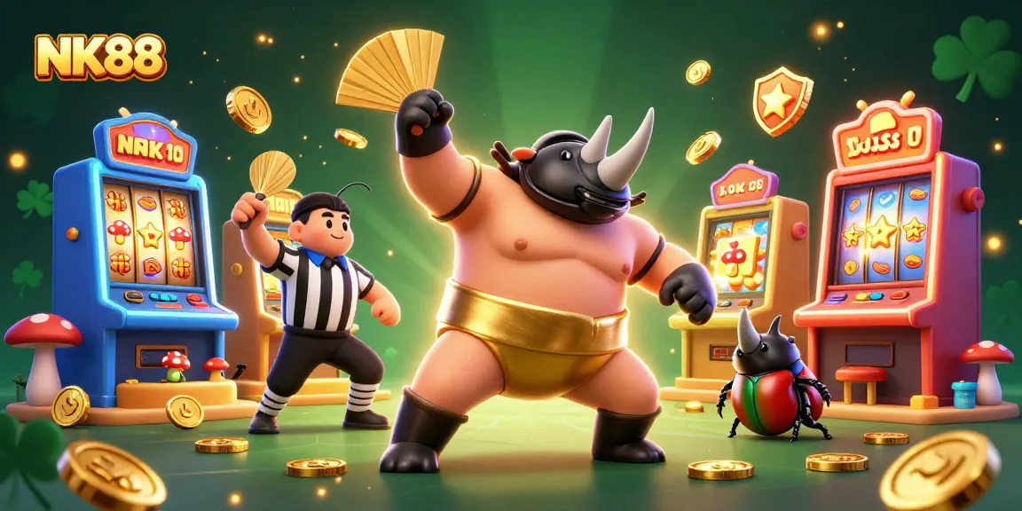 Join the thrilling action at NK88 as the sumo beetle champion commands a winning moment!
