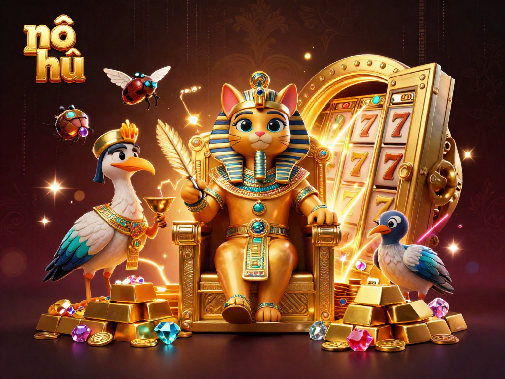 Experience nổ hũ with slot reels and treasures in an ultra-detailed casino illustration.