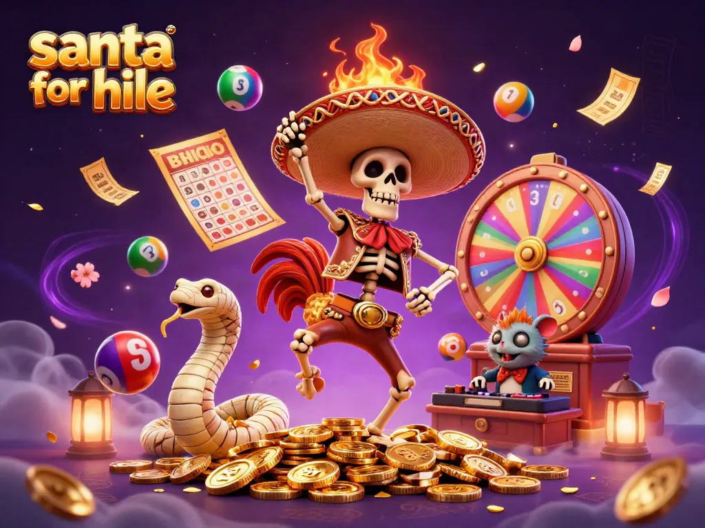 Engage with Santa for Hire's festive gambling scene featuring lively characters and casino elements.