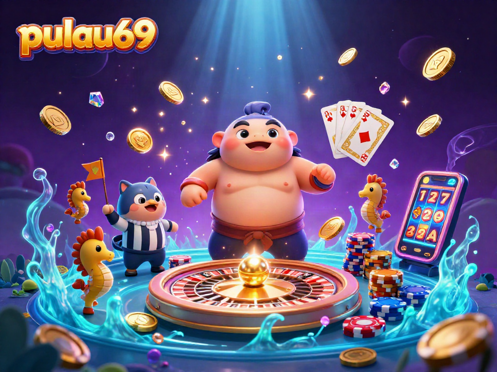 Experience the thrilling underwater casino scene with pulau69 featuring dynamic characters and dazzling game elements.