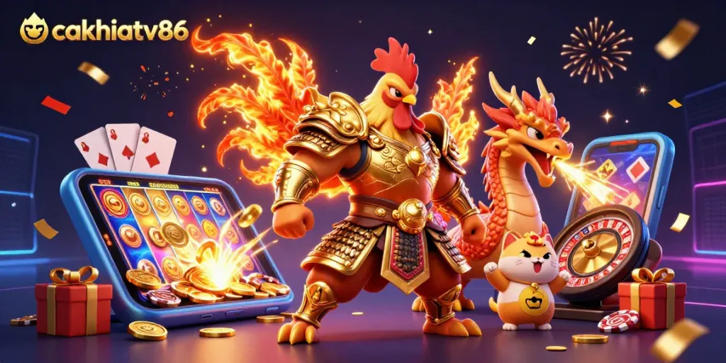 Experience lively gaming action with cakhiatv86 featuring dynamic cartoon characters and thrilling gambling elements.
