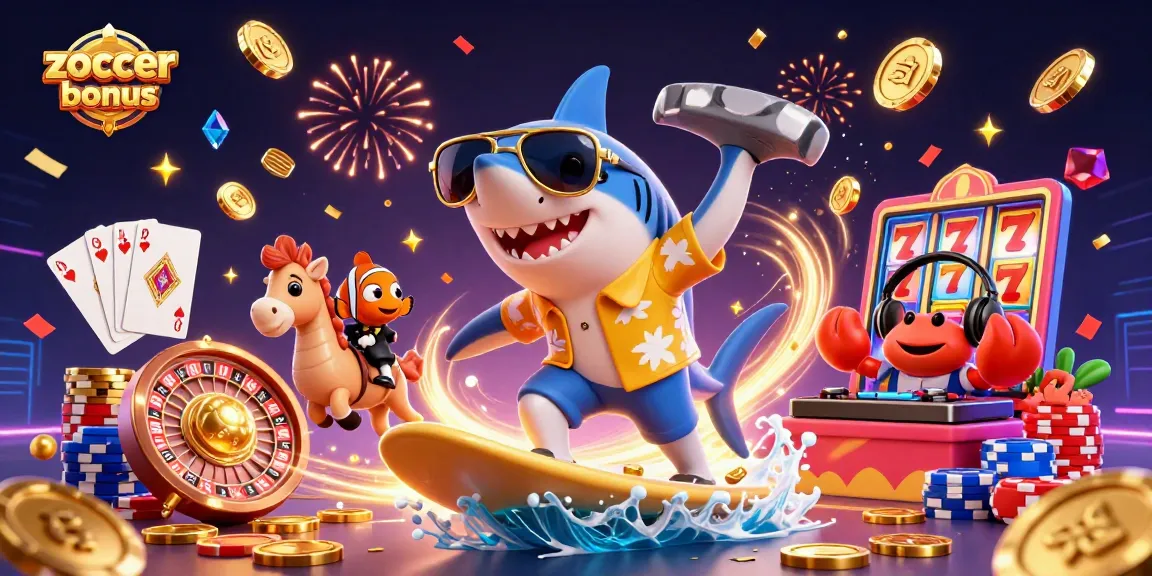 Experience the action with zoccer casino bonus, featuring colorful characters in a vibrant casino scene.