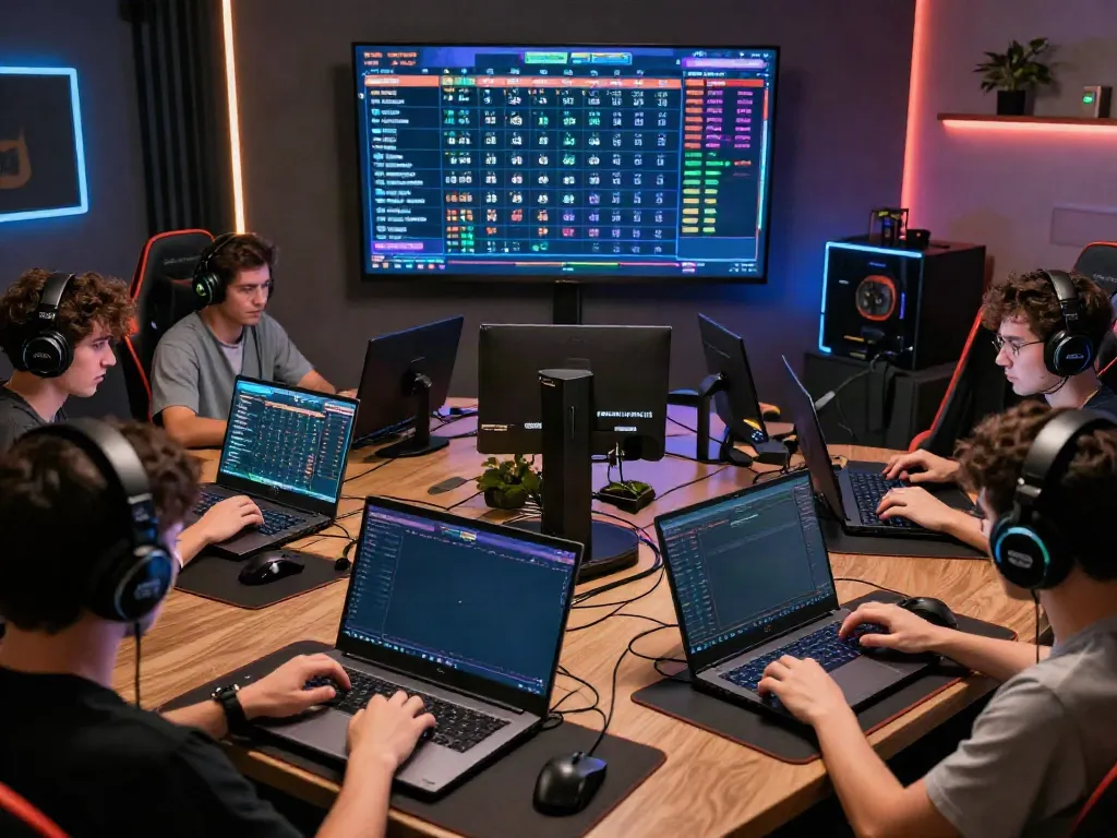 Players engaged in the immersive amanahtoto online togel gaming experience in a modern gaming room.