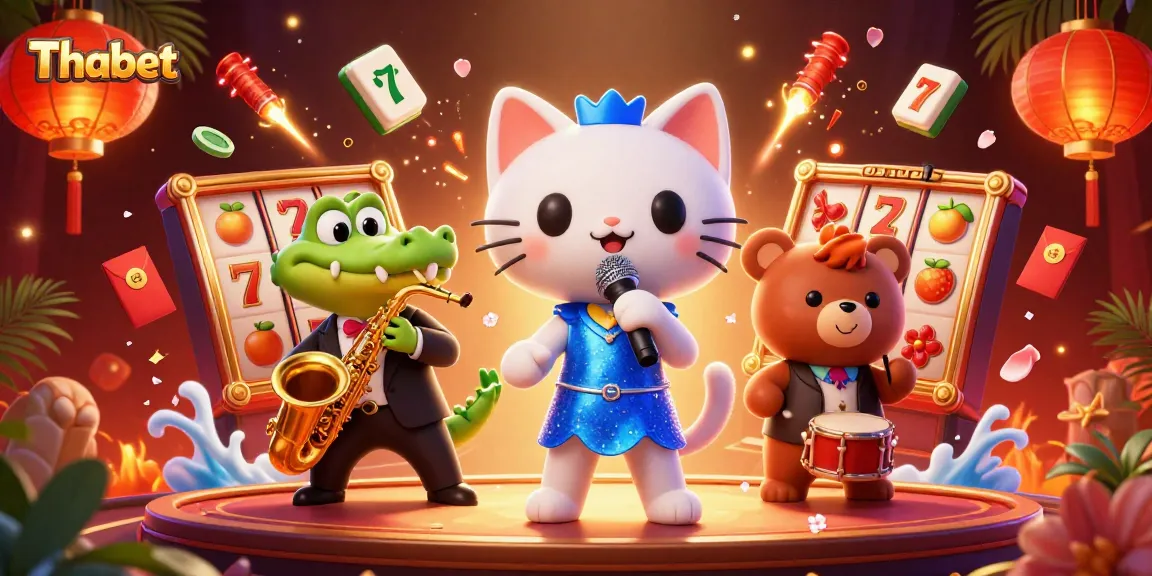 Experience Thabet's thrilling casino world with jazz-singer cat and lively characters in an ultra-detailed scene.