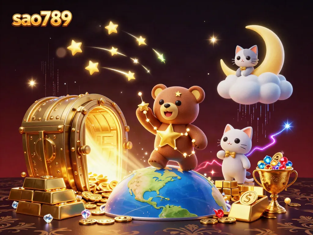 Scoop up coins in a fantasy scene representing sao789, a vibrant online casino experience.
