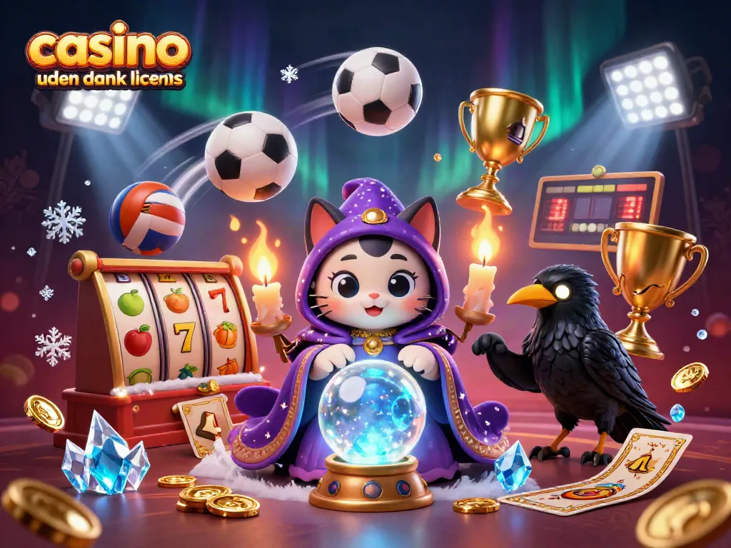 Engage in gaming action with casino uden dansk licens amidst a vibrant 3D scene.