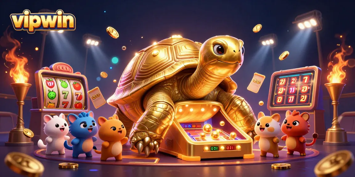 Win exciting jackpots at vipwin with stunning slot games showcased in this vibrant 3D illustration.