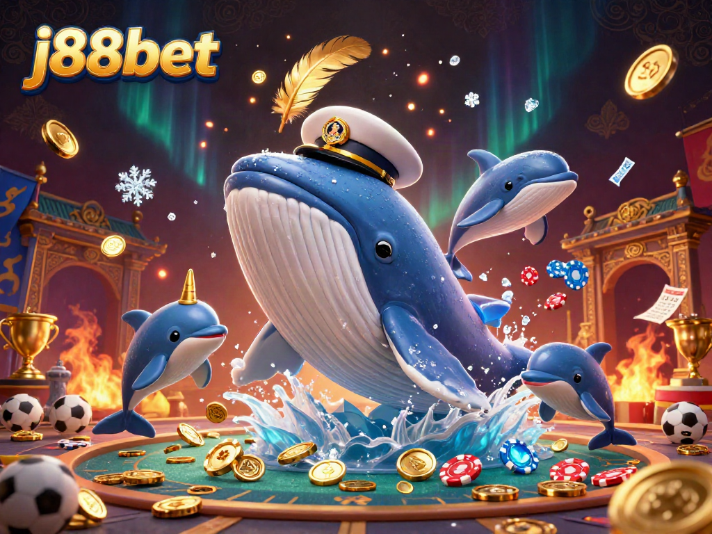 Engage with thrilling j88bet sports betting action in a captivating 3D illustration of a whale and friends.