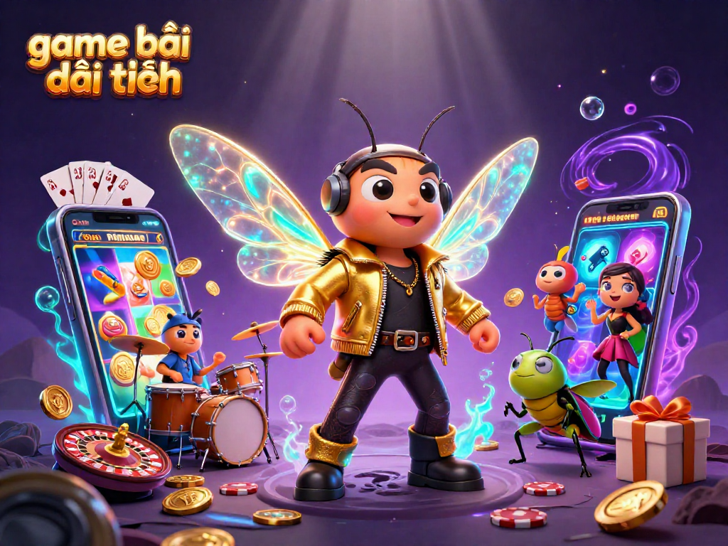 Experience thrilling game bài đổi thưởng with vibrant characters and dynamic casino elements in an energetic 3D scene.