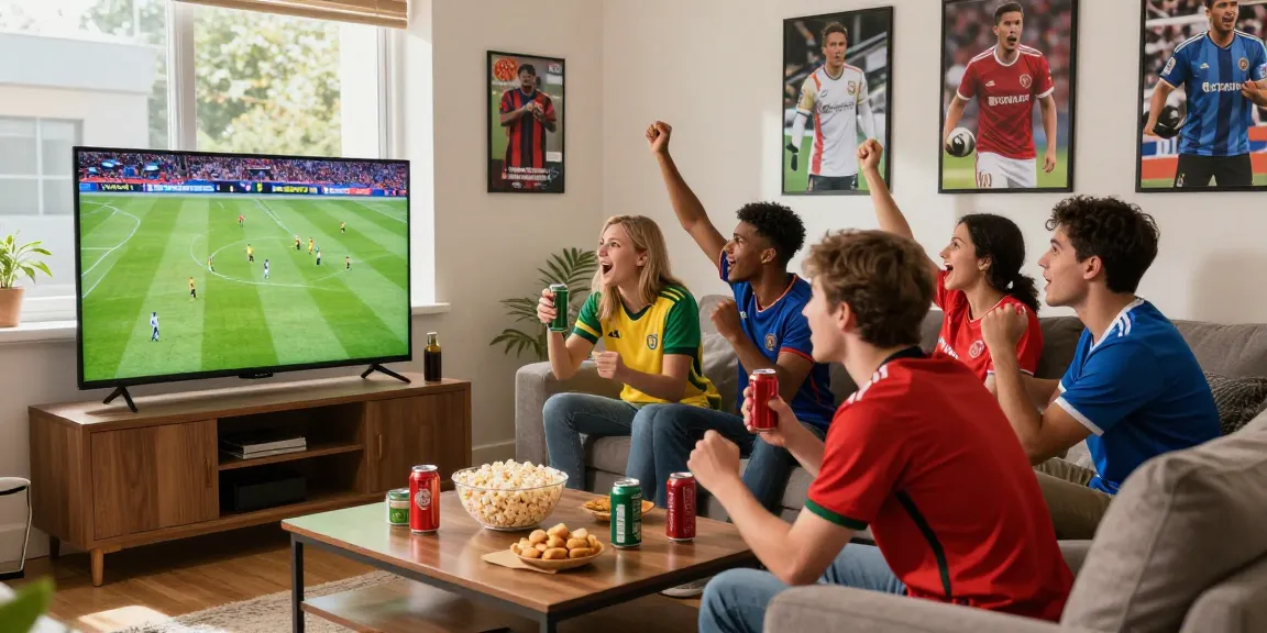 Exciting sports gathering at home with friends watching شبكة IHD Sports live football match.