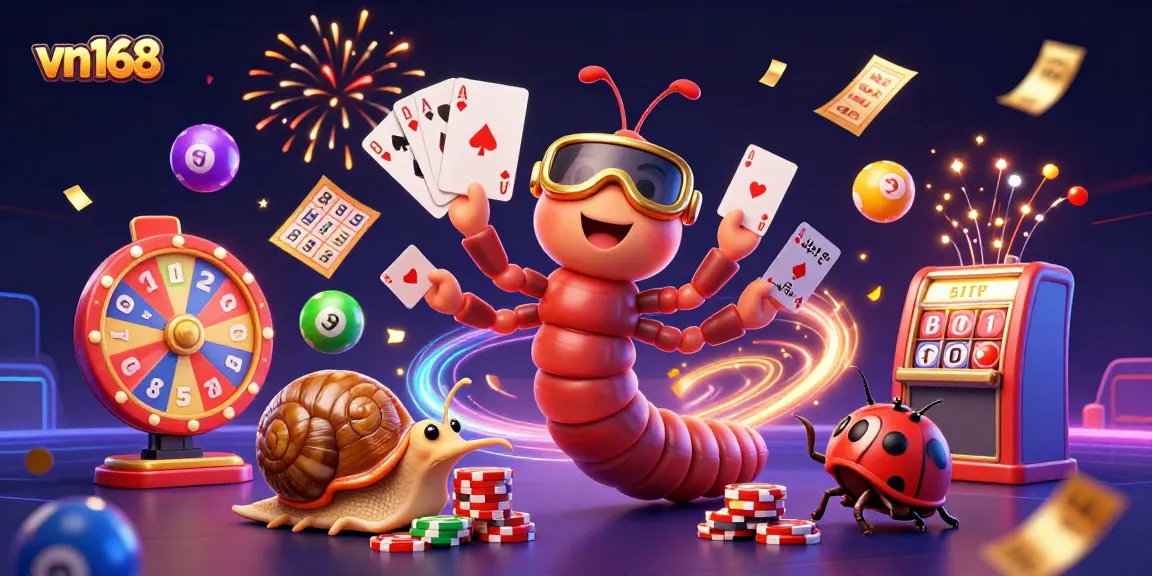 Experience the excitement of vn168 with a vibrant illustration featuring engaging casino characters and elements.