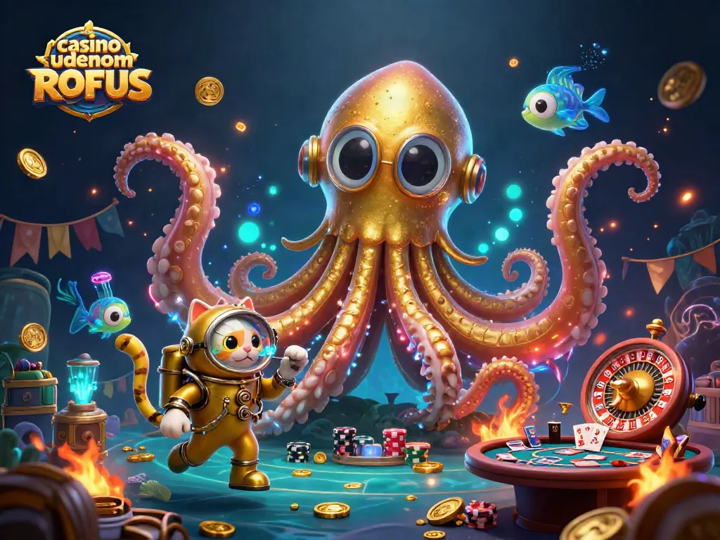 Win big at casino uden om ROFUS with vibrant 3D illustration of gaming excitement