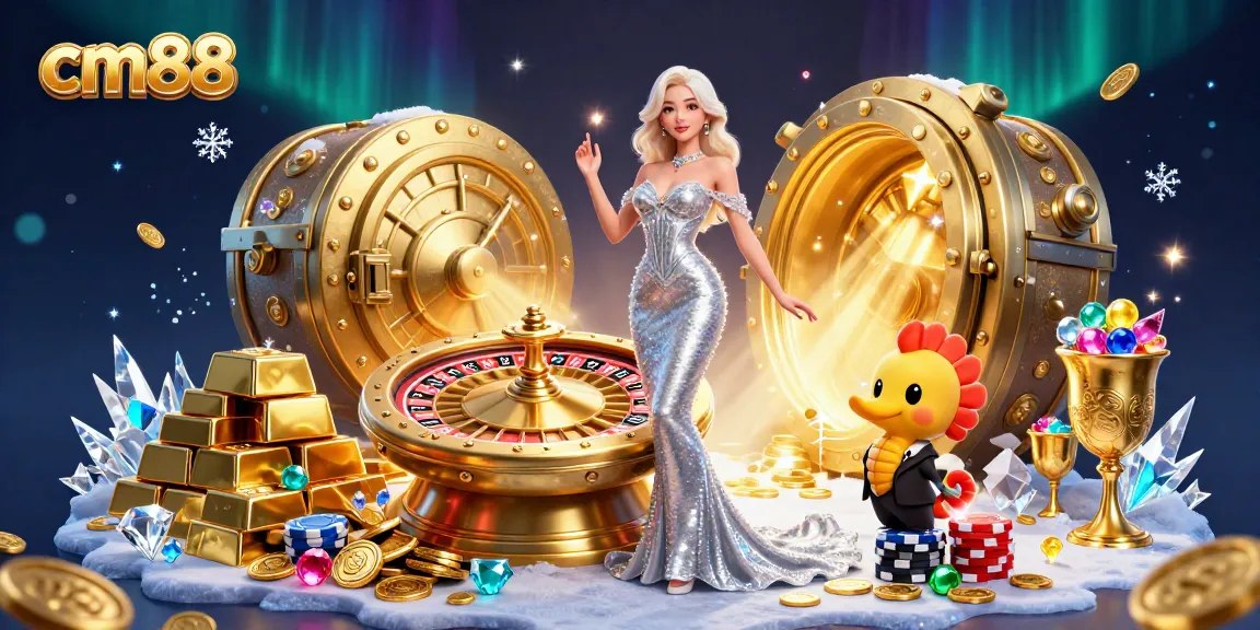 Experience exciting casino games with cm88 as a glamorous woman and seahorse companion spin the roulette wheel.