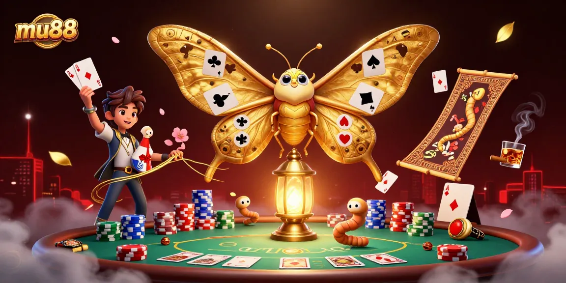 Experience the excitement of mu88 with a vibrant casino scene featuring card suits and dynamic gameplay.