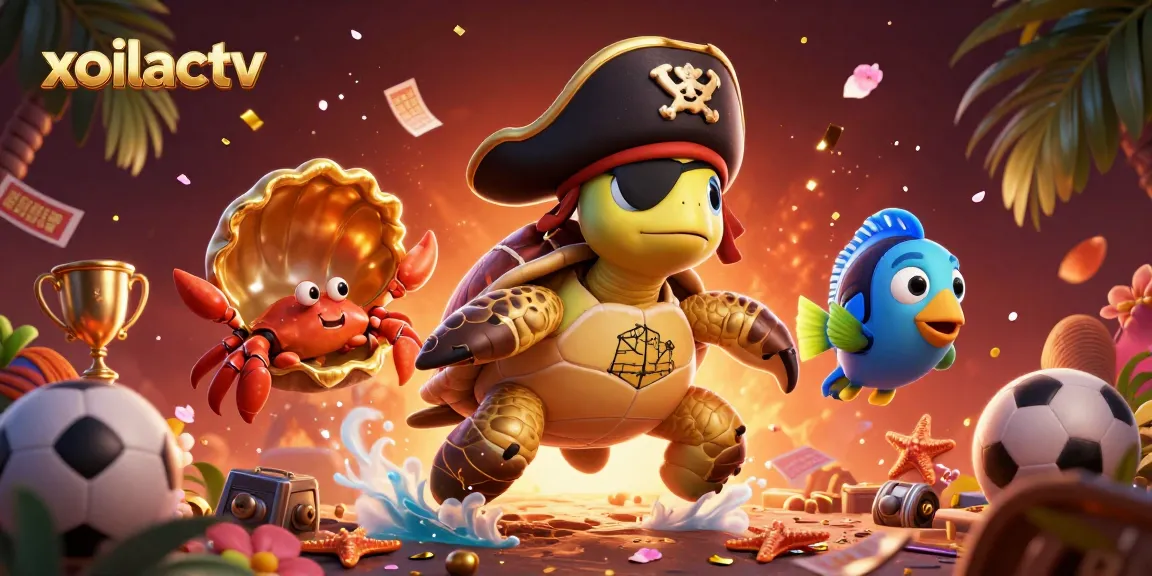 Xoilactv showcases sports betting fun with vibrant characters and dynamic elements filling the scene.