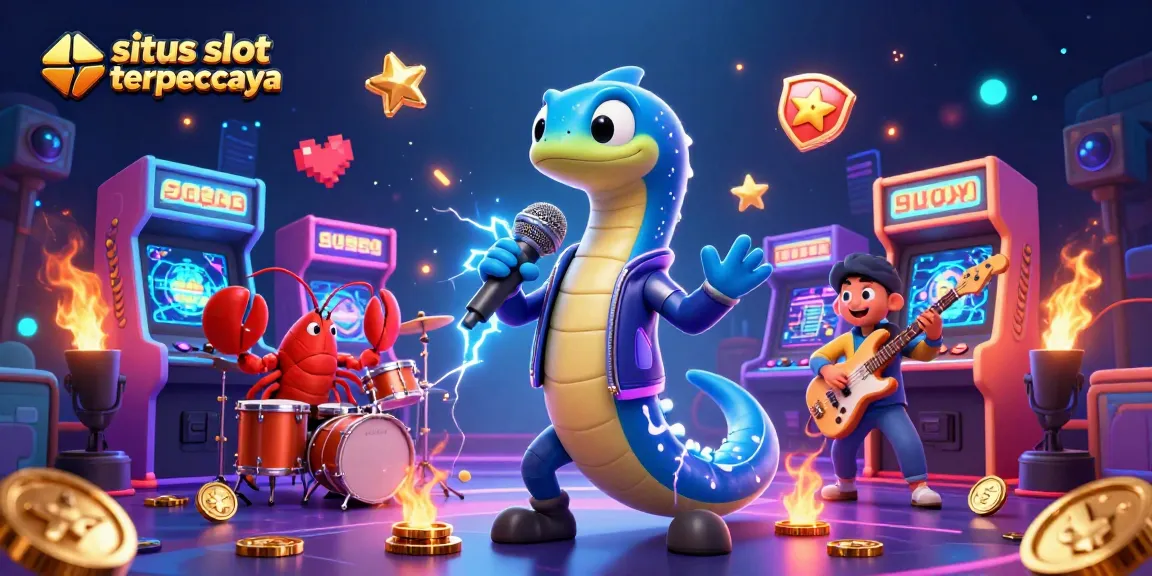 Experience the excitement of situs slot terpercaya with a vibrant underwater casino scene featuring colorful game elements and lively characters.