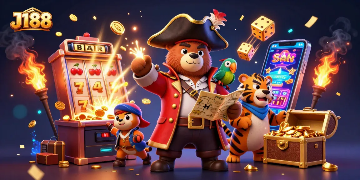 Experience the J188 online gambling excitement with dynamic slots and colorful casino elements.
