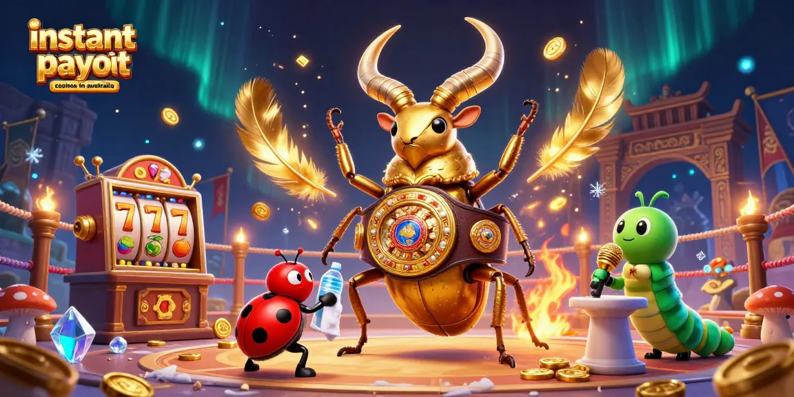 Win big at instant payout casinos in Australia with game elements and vibrant details.
