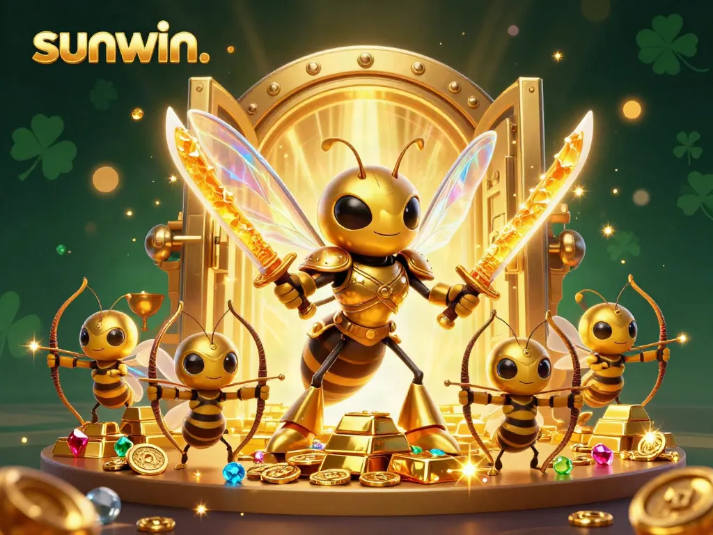 Experience thrilling adventures with sunwin. in this vibrant 3D casino art full of gold treasures.