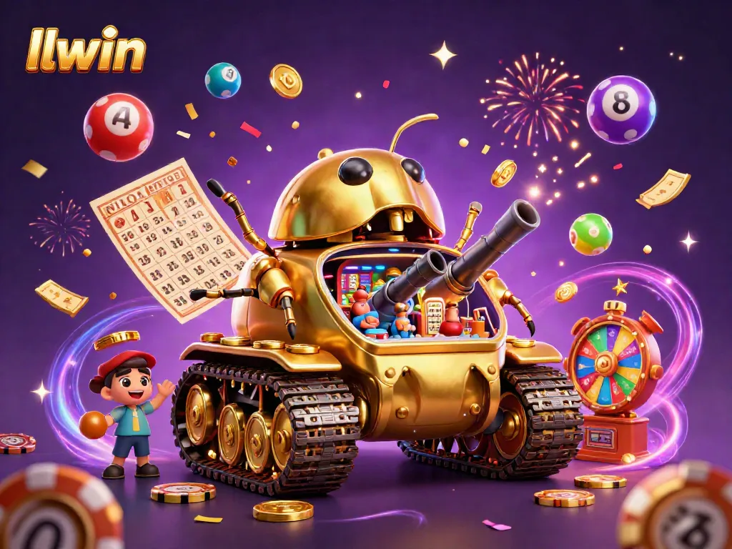 Experience exhilarating gaming action at llwin with unique casino-themed illustrations featuring dynamic lottery elements.