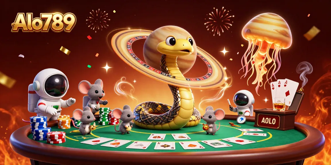 Alo789 offers immersive gambling experiences as an astronaut mouse bets on the roulette wheel.
