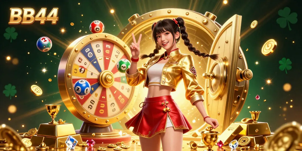 Experience exciting games at BB44, illustrated with vibrant casino elements and a dynamic atmosphere.