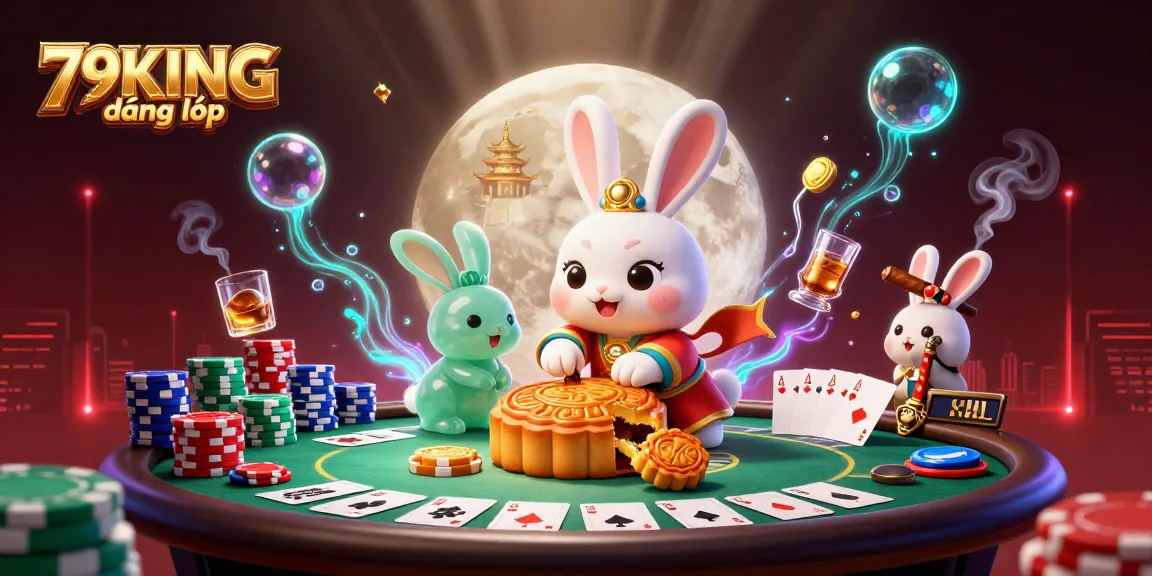 Engage in exciting gaming with 79KING đăng nhập as the moon rabbit discovers hidden poker treasures.