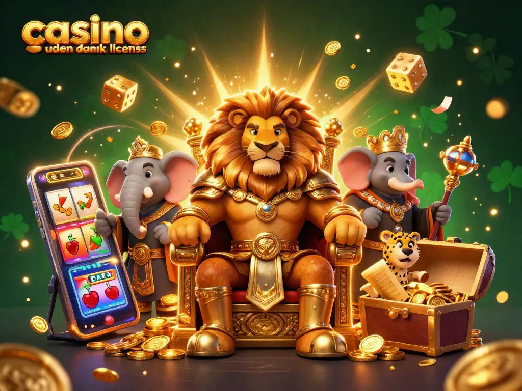 Experience the thrill of casino uden dansk licens with an animated scene of vibrant characters and jackpots exploding.