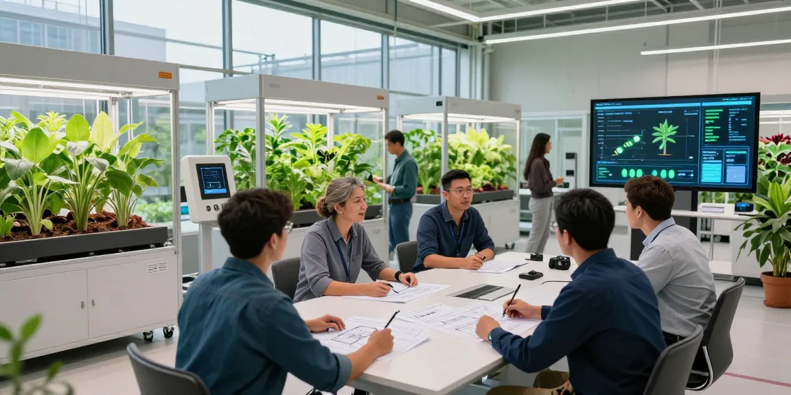 CIKA4D's professional team collaborating on innovative indoor farming designs in a modern agricultural facility