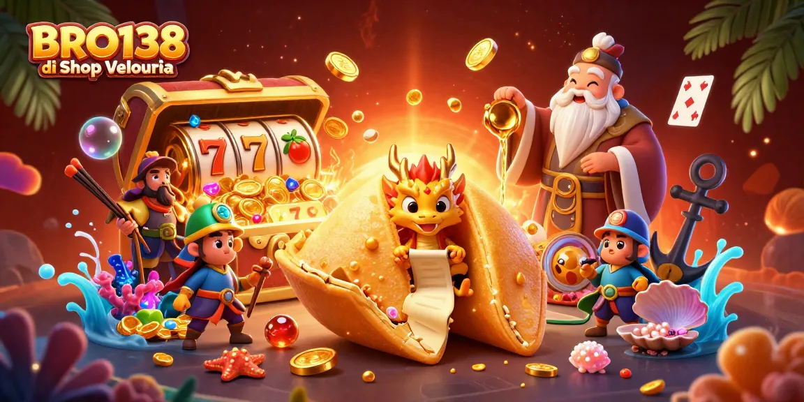 Engage with BRO138 di Shop Velouria by discovering the best slot games illustrated in a vibrant casino theme.