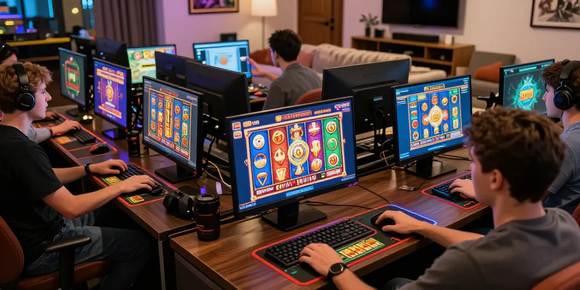 Engaging online players enjoying situs slot terpercaya games with vibrant slot graphics and community atmosphere.