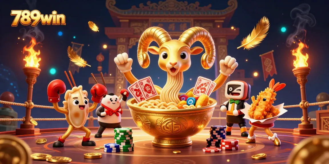 Join the excitement at 789win with a vibrant casino scene featuring quirky characters and dynamic elements.