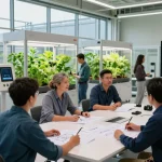 CIKA4D's professional team collaborating on innovative indoor farming designs in a modern agricultural facility