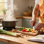 Fresh ingredients and healthy cooking in a vibrant kitchen withสล็อตเว็บตรง for nutritious meals.