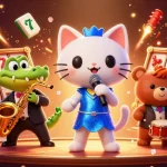 Experience Thabet's thrilling casino world with jazz-singer cat and lively characters in an ultra-detailed scene.